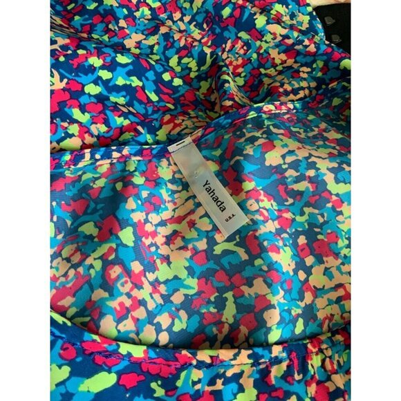 Yahada Womens MultiColor Abstract Quarter Sleeve Polyester Mini Dress Small - Picture 3 of 8